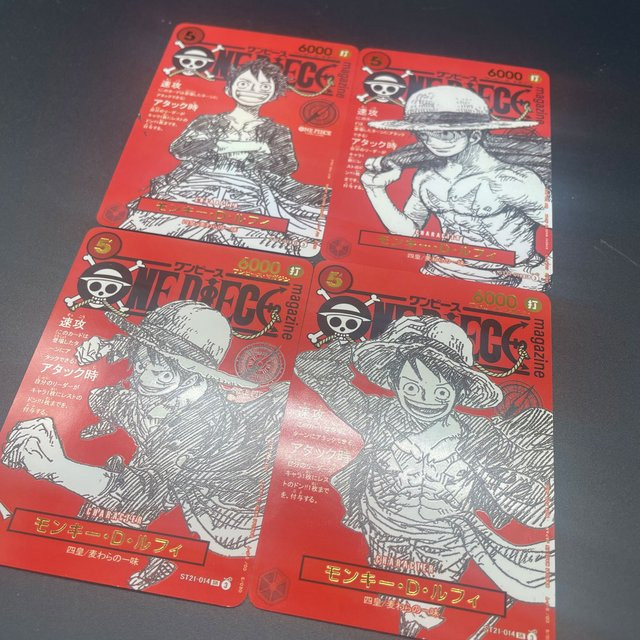 One Piece Strohhut Piraten Affe D. Ruffy, 4-teiliges Set, Karten - Bild 1