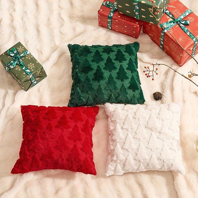 Beeinch Dekokissenbezug aus Plüsch in Grün für Sofa und Couch zur Weihnachtsdekoration - Bild 1