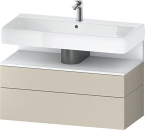 Duravit Waschtischunterschrank Qatego in Weiß/Beige Matt mit integrierter Beleuchtung und internen Schubladen, B/T/H: 99 x 47 x 59 cm - Bild 1