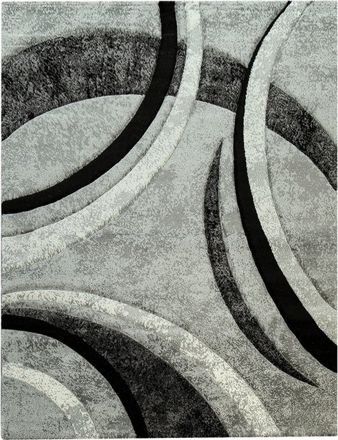 Moderner Teppich Bravo in Grau mit Linienführung, pflegeleicht und unterfahrheizung geeignet, B/B: 80 x 150 cm - Bild 1