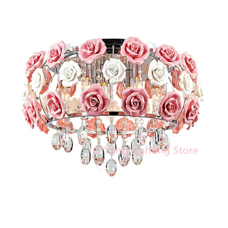 JIANKEXING Kristallglas Deckenhängelampe in Rosa mit Blumen-Design für Wohnzimmer und Esszimmer - Bild 3