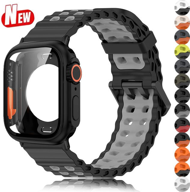 FancyWrist Sportarmband mit Hülle und Schutzfolie, Silikon, Schwarz, Unisex - Bild 1