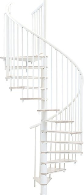 Minka Spindeltreppe Switch in Weiß mit Holzoptik, Durchmesser: 140 cm, für eine Raumhöhe bis 295 cm - Bild 1
