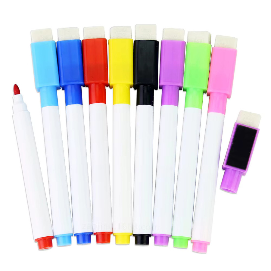 Set mit 12 nicht magnetischen Whiteboard-Radiermarkern in Mehrfarbig mit 8 verschiedenen Stiftkernen und passenden Stifthaltern - Bild 2