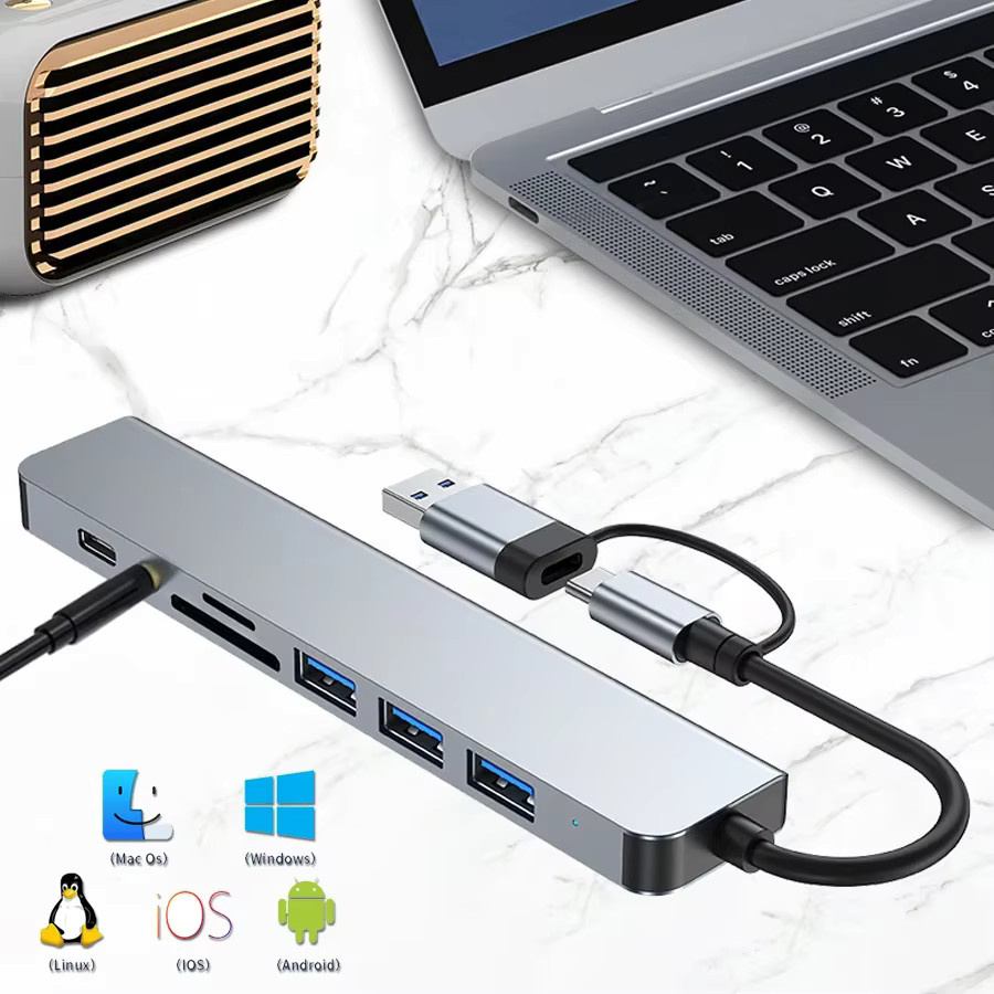 GGBEE 8-in-1 USB-C-Hub mit 4 USB-Anschlüssen, 1 USB-C-Anschluss sowie TF/SD-Kartenleser, kompatibel mit MacBook Pro - Bild 3