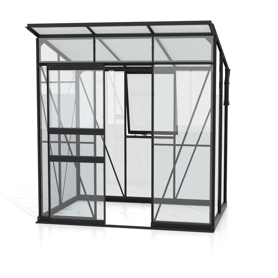 Vitavia Gewächshaus Palma 3250 Schwarz mit Stahlfundamentrahmen, Schiebetür und Pultdach für die Pflanzenzucht, 2,5 m² - Bild 2