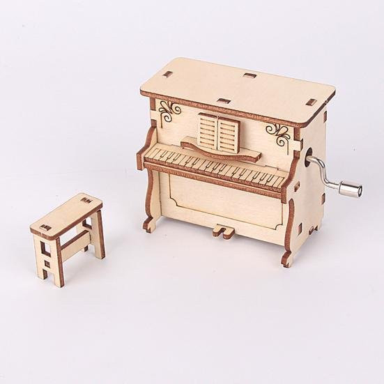 DIY Holzhandwerks-Spieluhr mit Handkurbel in Beige für Jungen und Mädchen - Bild 1