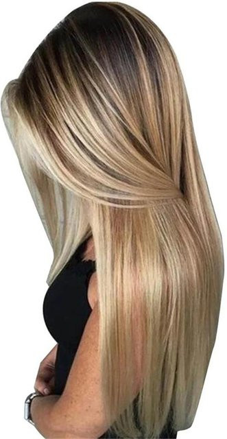 WIKHOSTAR Perücke, lange gerade, blond, beige, Damen - Bild 1