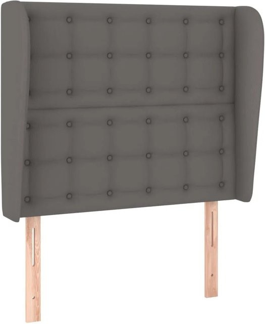 vidaXL Kopfteil mit Ohren in Grau aus Kunstleder, B/T/H: 83 x 23 x 118/128 cm - Bild 1