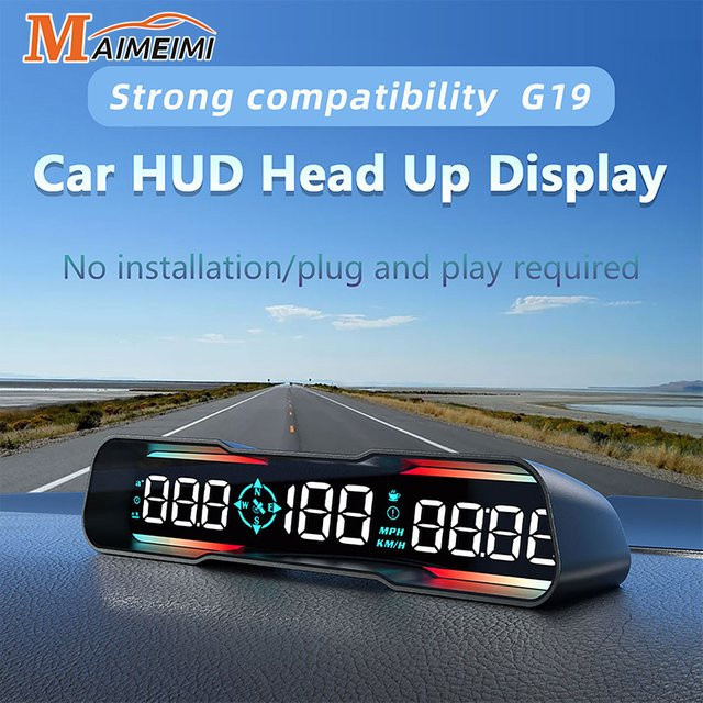 MAIMEIMI G19 Head Up Display Auto HUD mit GPS und Beidou Navigationsunterstützung, LCD Digital Instrument in Schwarz - Bild 1