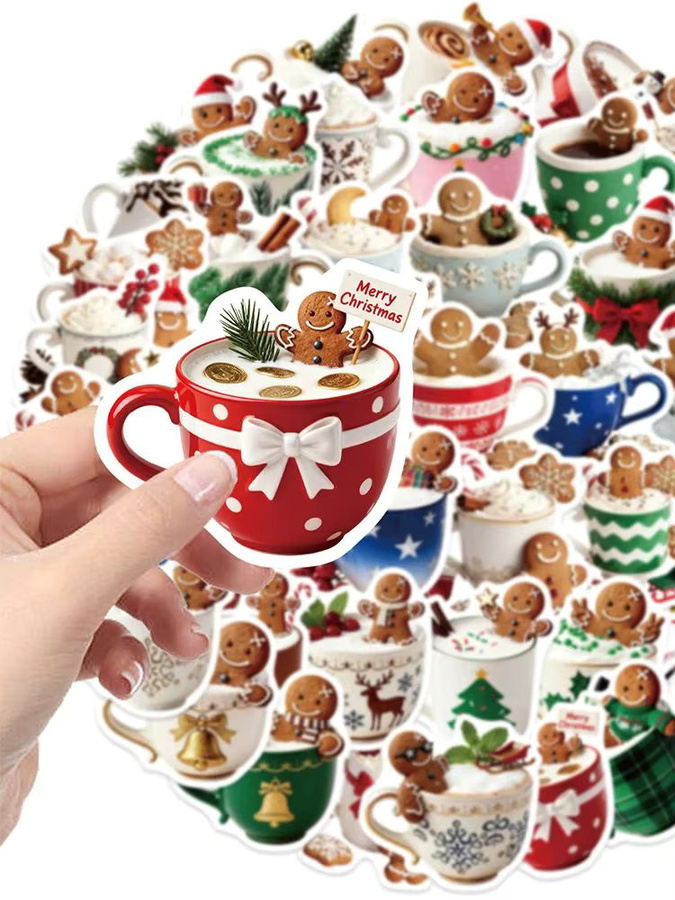 Charile Weihnachten Kaffee Cookie Aufkleber, Cartoon Aufkleber, wasserdicht, multicolour - Bild 3