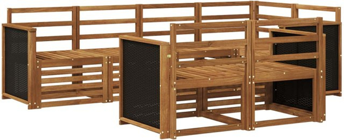 vidaXL Ecksofa Set 6-teilig aus Massivholz Akazie in Natur, modern und wendbar - Bild 1