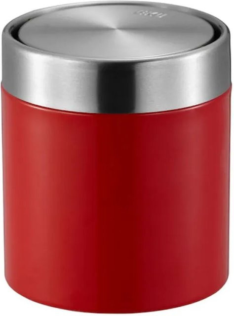 PROREGAL Tischabfallbehälter mit Flachschwingdeckel aus Edelstahl in Rot, Volumen: 1,5 l, H x Ø: 13,8 x 12 cm - Bild 1