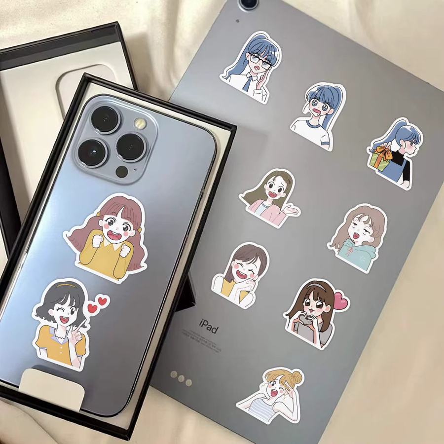 62er Set süße Mädchen Aufkleber in Multicolour für Handyhüllen, Notebook und Helme von BulingBulingStickers Store - Bild 4