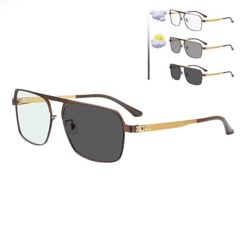 KJDCHD Korrektionsbrille, Titan, Vollrand, Square, Unisex, grau, braun - Bild 1