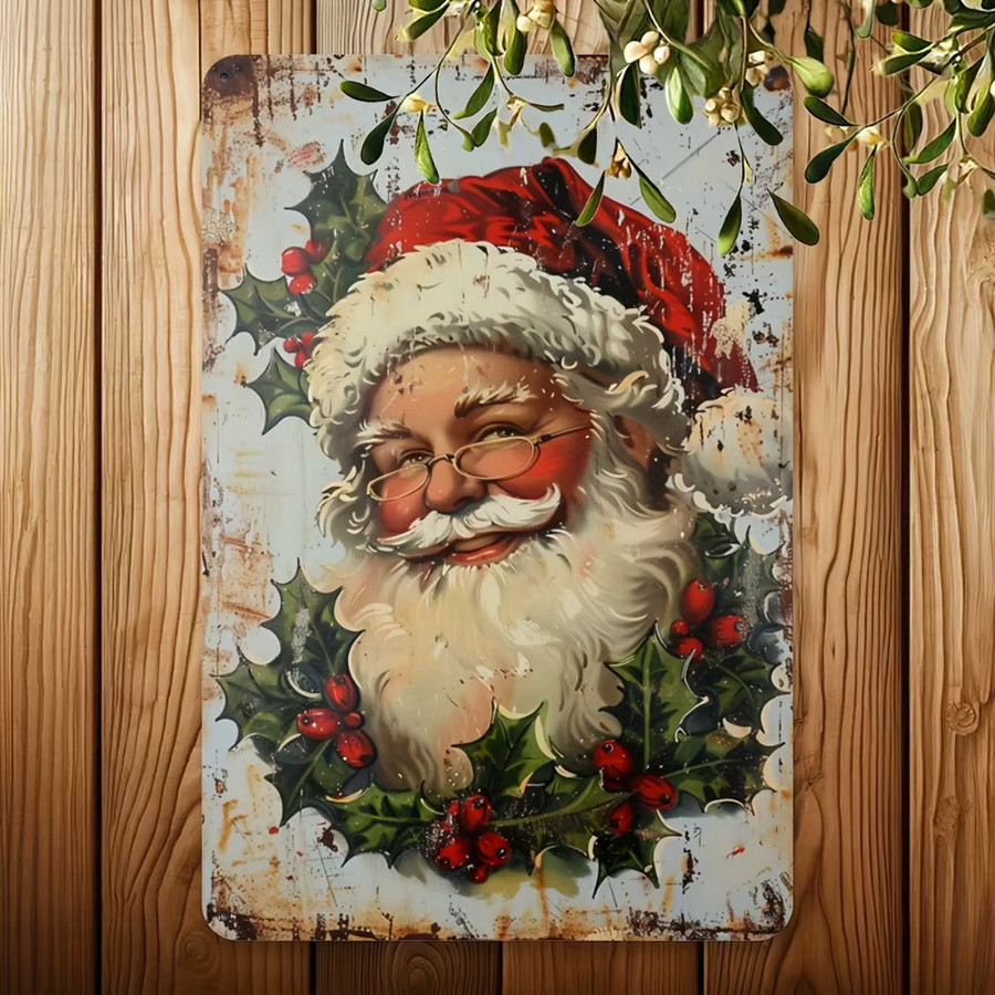 CIFBUY Vintage Weihnachtsmann Metallblechschild als Wandkunst in Mehrfarbig, Rustikale Dekoration, Breite: 20,3 cm, Höhe: 30,5 cm - Bild 4