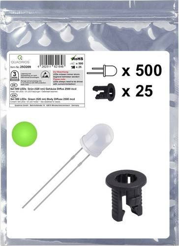 Quadrios 25O209 LED Grün Rund 3mm 2500 mcd 20mA 3.0V - Bild 1