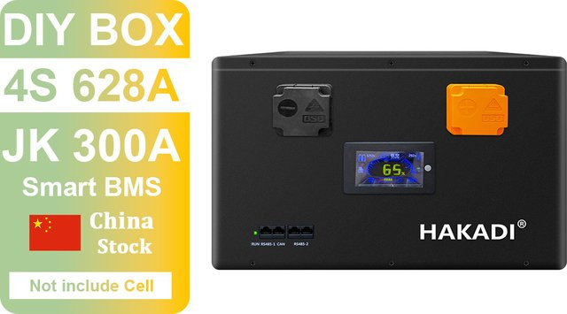 HAKADI 4S 628A DIY BOX mit 300A Smart BMS für EVE MB56 Akku, 12V 628Ah Akku für Solaranlagen und Boote, Schwarz - Bild 1