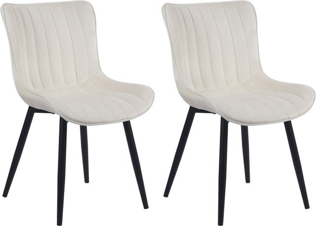 CLP 2er Set Esszimmerstühle Largo in Beige mit Samt- oder Kunstlederbezug und Metallgestell - Bild 1
