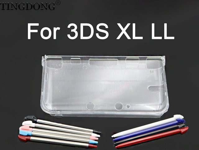 TingDong Kristallklare Schutzhülle für 3DS XL/3DS LL aus hartem PC inklusive Touch Pen, Transparent/Weiß - Bild 1