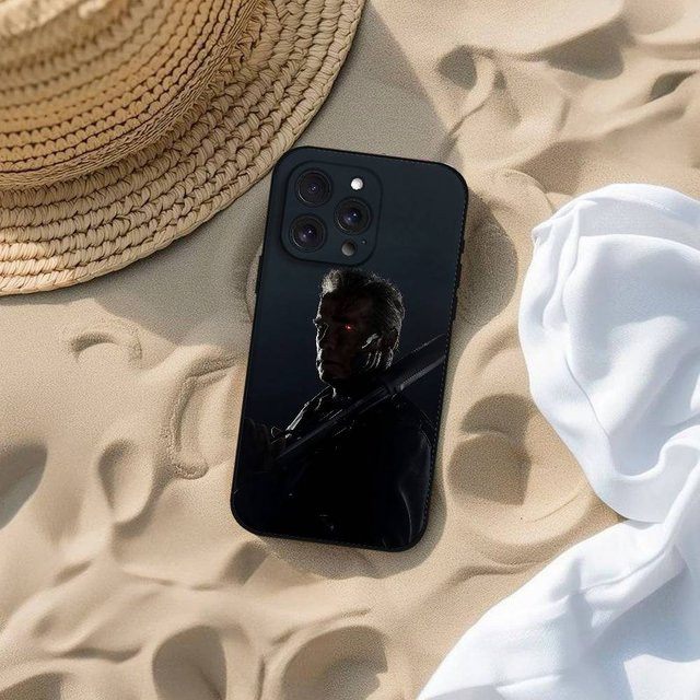 Binchi Health Electronics Arnold Schwarzenegger Terminator Handyhülle aus weichem TPU für iPhone 17 16 15 14 13 12 11 Pro Max Plus Mini in Schwarz oder Transparent - Bild 1