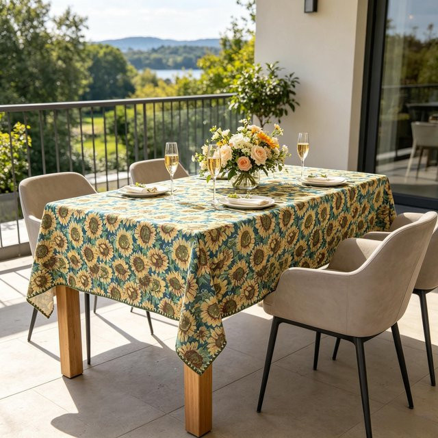 JINGYUE Pet Tischdecke aus Baumwolle und Polyester, quadratisch, Gelb, B/B: 140 x 140 cm - Bild 1