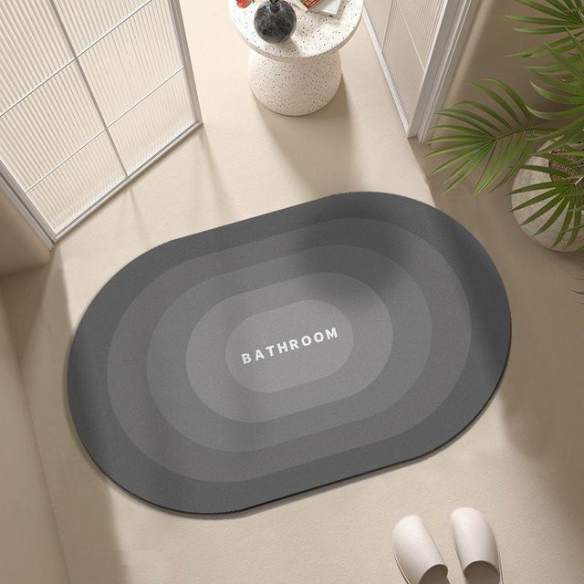 Yiran Furniture Badezimmer Fußmatte aus Diatomit in Grau, rutschfest und schnelltrocknend, B: 75 cm, T: 50 cm - Bild 1