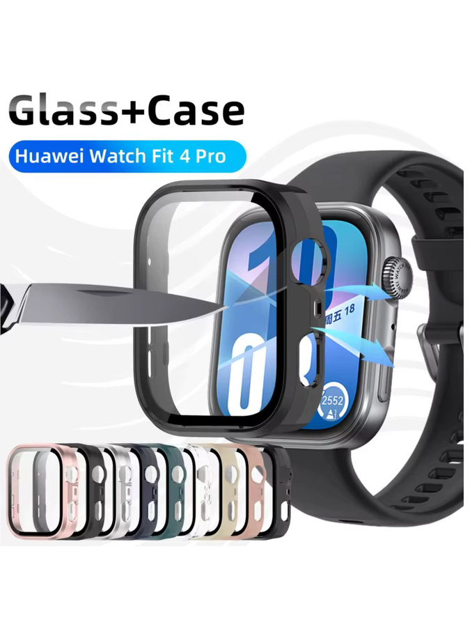 Hülle und Displayschutz für Huawei Watch Fit 4 Pro, Schwarz, Transparent - Bild 6