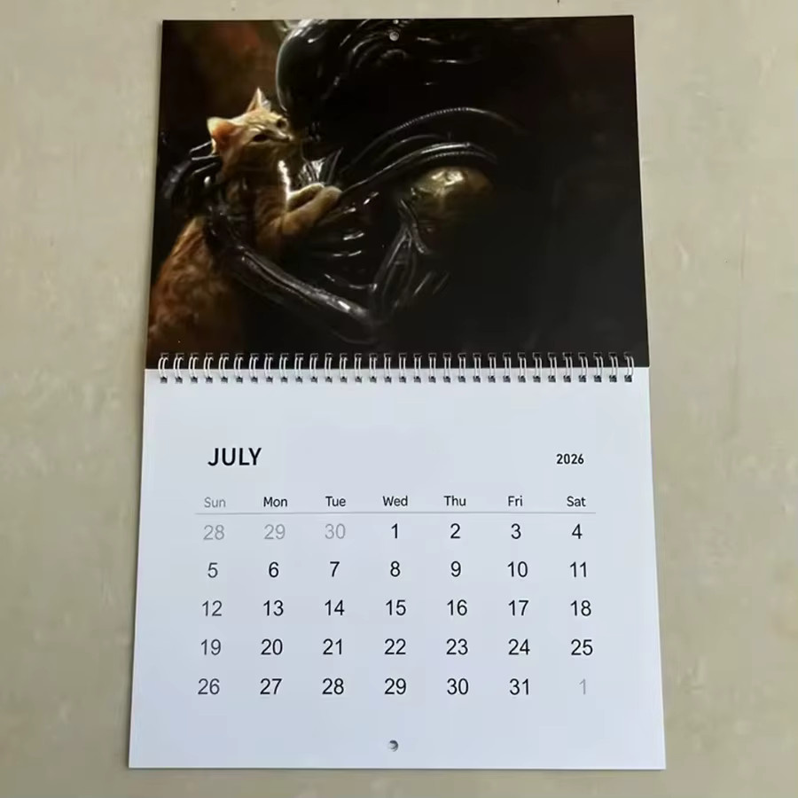 Monatsplaner 2026 Sci-Fi Alien Wandkalender und Desktopkalender in Schwarz und Multicolour - Bild 3
