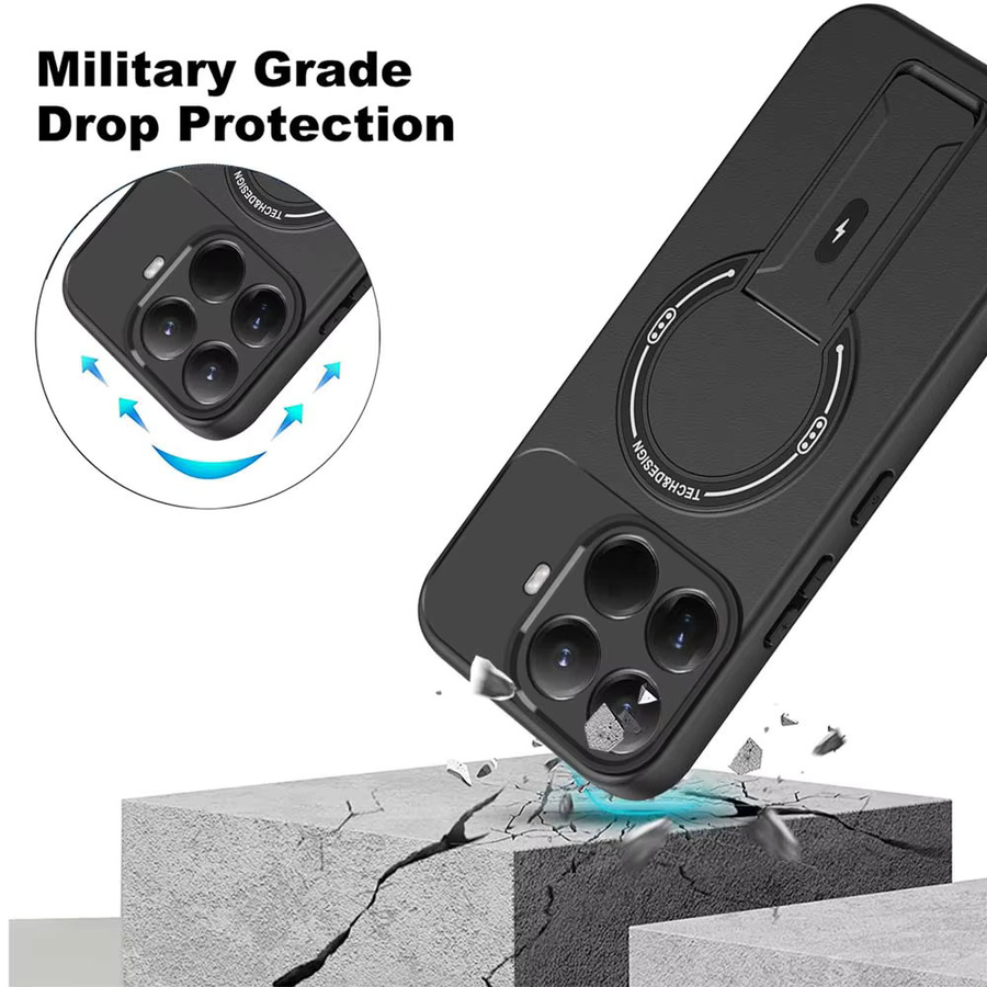 Magnetische Schutzhülle mit Ständer für Xiaomi Mi 15T, 14T Pro, 17 Pro Max und 17 Pro in Schwarz Matte Rüstung - Bild 4