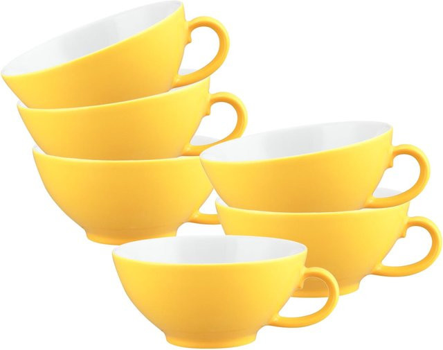 Seltmann Weiden Teetassen Liberty Pure Colors Gelb aus Porzellan 6er Set mit 140 ml pro Tasse - Bild 1