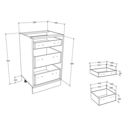 VCM Küchenschrank Esilo in Anthrazit mit Schublade, B/H/T: 50 x 82 x 46 cm - Bild 2