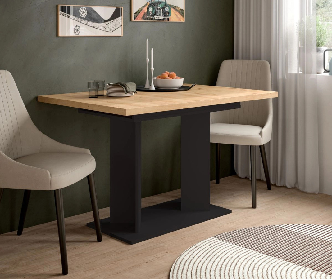 Esstisch Anton von Inn.Furn, ausziehbar, Eiche und Schwarz, Rechteckig - Bild 3