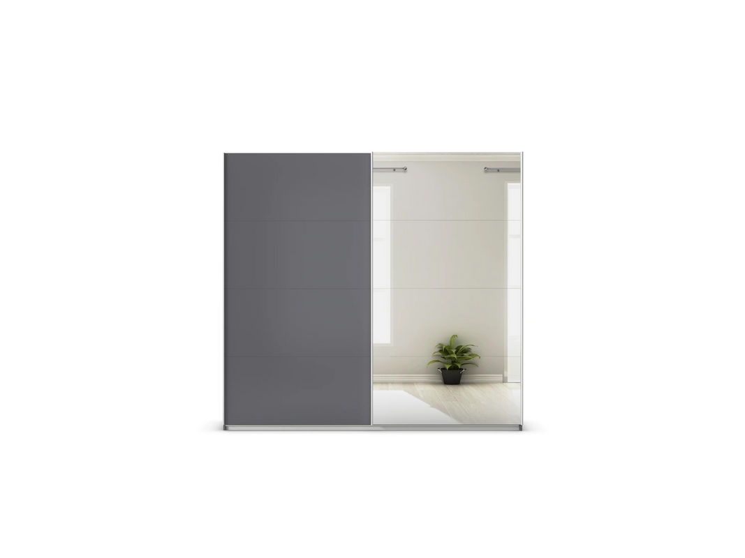 RAUCH Quadra Schwebetürenschrank mit Spiegelelementen in Grau, B/T/H: 229 x 62 x 210 cm - Bild 3