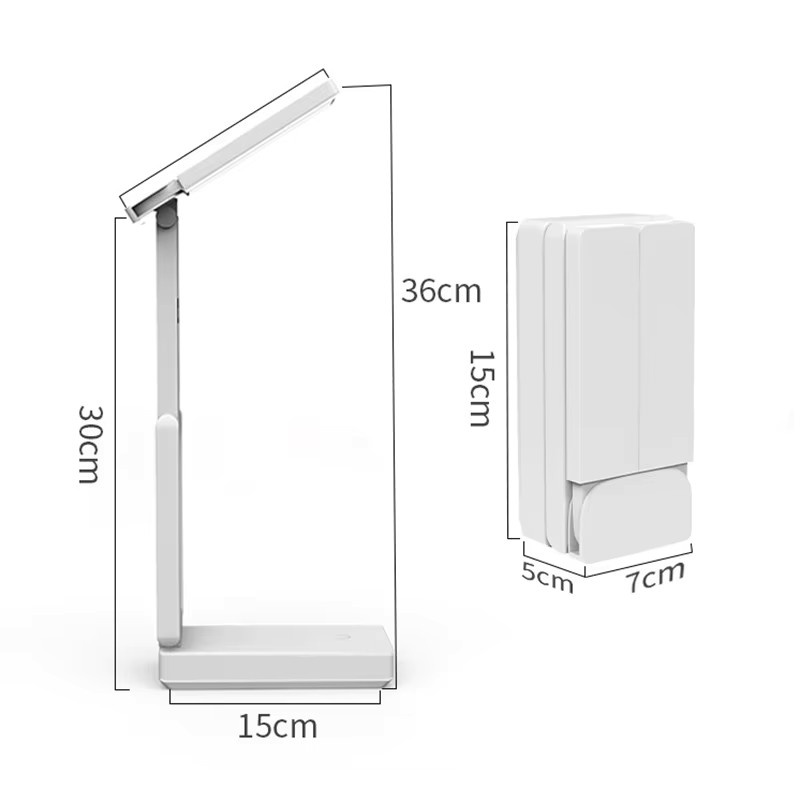 Tragbare faltbare LED-Schreibtischlampe von lyfs mit Uhr und USB-Ladefunktion, weiß, B/T/H: 30,0 x 15,0 x 7,0 cm - Bild 4