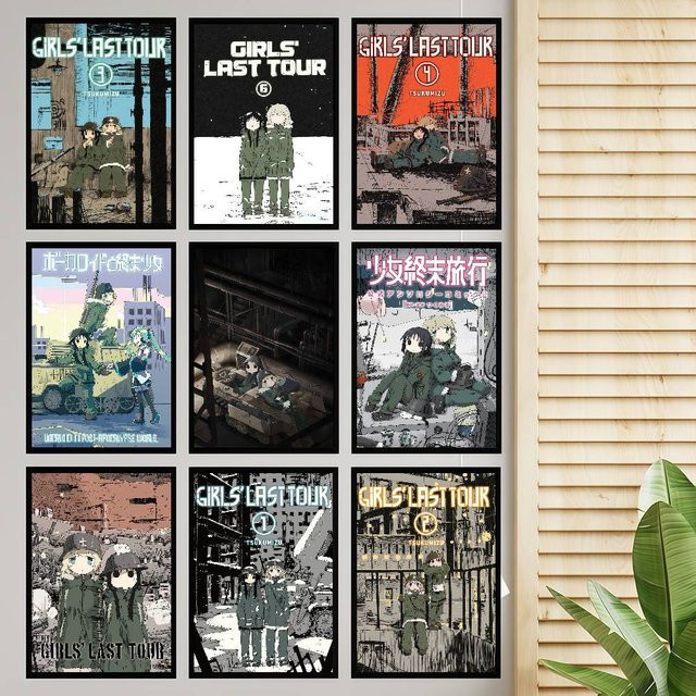 Selbstklebendes Anime Kunstposter Girls Last Tour Illustration in Mehrfarbig auf Whitepaper - Bild 1