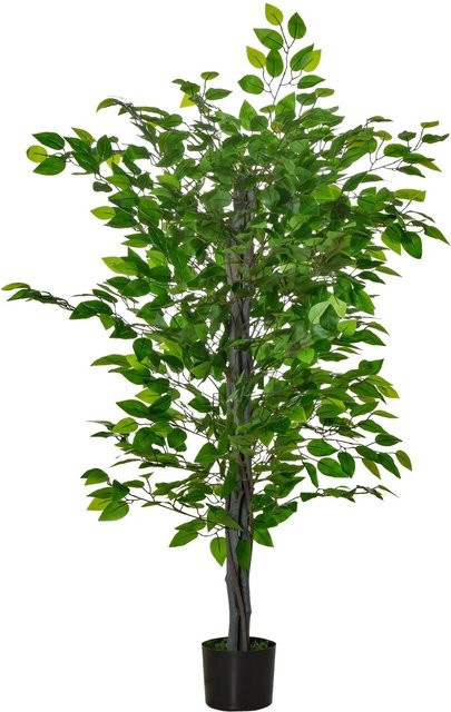 HOMCOM Künstlicher Ficusbaum in Grün mit Zementtopf, Höhe: 135 cm, Breite: 15 cm - Bild 1