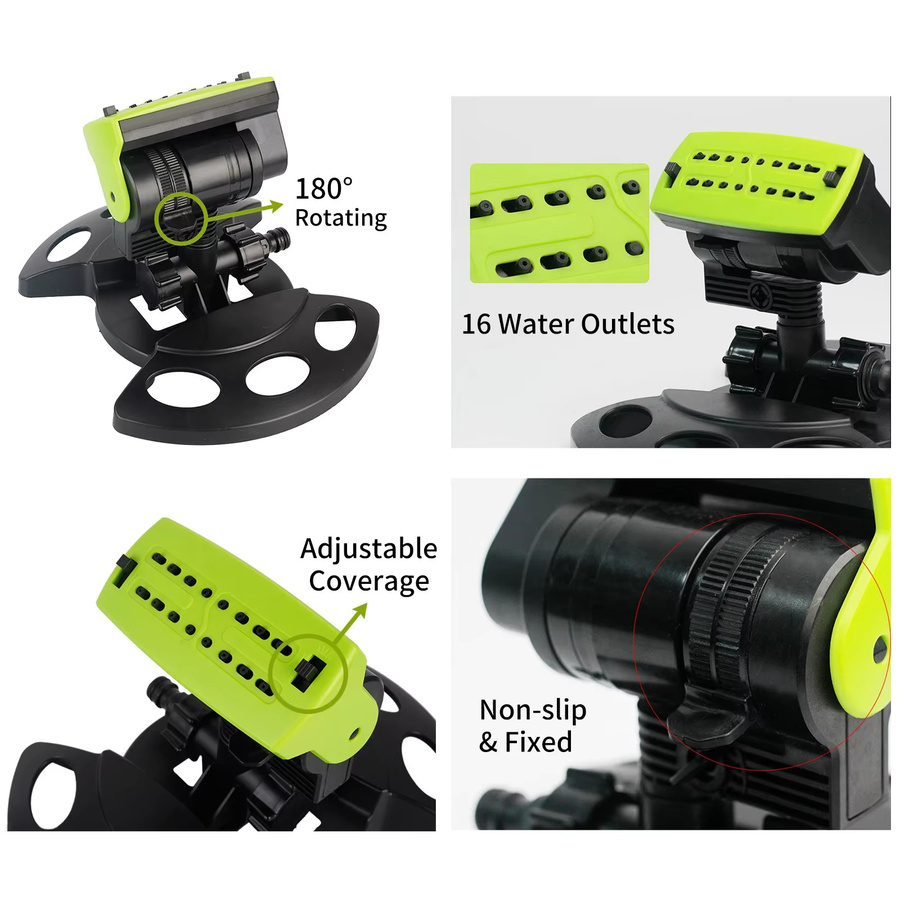Automatischer Gartensprinkler in Grün mit 180 Grad Rotation und verstellbarer Abdeckung für die Bewässerung von Rasen, Blumen und Gemüse - Bild 6