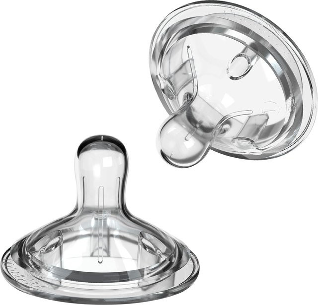 2er-Set Baby-Flaschensauger aus transparentem Silikon mit breitem Hals und brustähnlicher Form - Bild 1