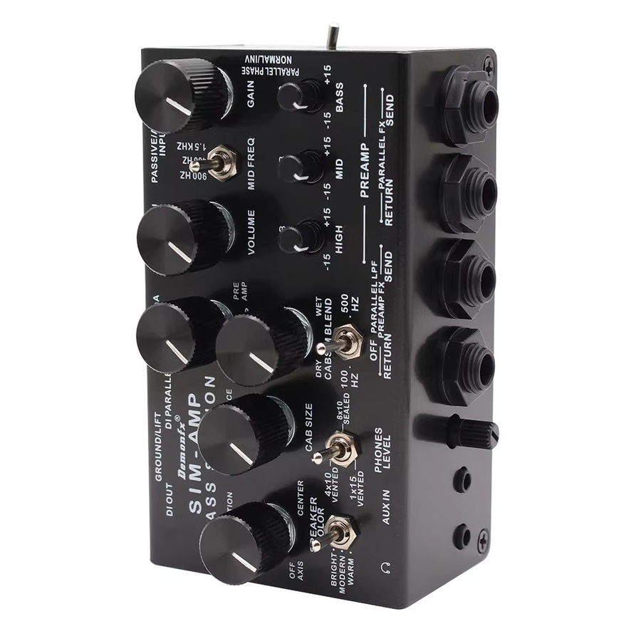 Demonfx SIM-AMP Bass Station Simplifier in Schwarz: Vorverstärker-Simulator, Power Amp SIM, Stereo Cab SIM und DI-Ausgang für E-Bass - Bild 3