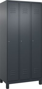 C+P Spind Classic PLUS Garderobenschrank mit 3 Abteilen, Anthrazit/Schwarz, H x B x T: 195 x 90 x 50 cm - Bild 1