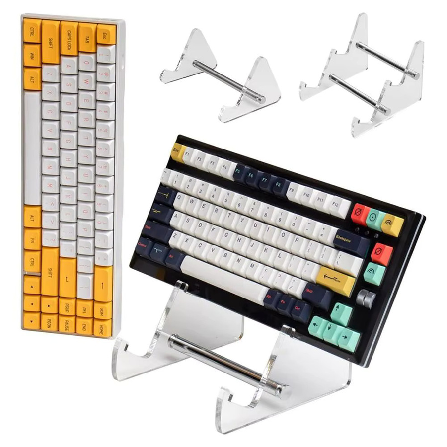 CUJMH 2-stufiger Tastatur-Display-Ständer aus transparentem Acryl, abnehmbarer mechanischer Tastaturständer für deinen Computer, Schwarz - Bild 2