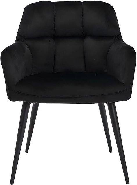 Vente-unique Stuhl Pega in Schwarz aus Samt und Metall, Breite: 58,5 cm - Bild 1