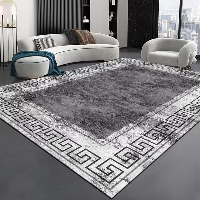 Moderner skandinavischer Teppich von Wucifang Jewelry in Grau und Lila, rutschfest und waschbar, B: 80 cm, L: 120 cm - Bild 1