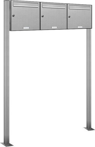 AL Briefkasten für 3 Parteien, freistehendes Briefkasten-System in Silber, B/H/T: 122,9 x 150 x 11,6 cm - Bild 1