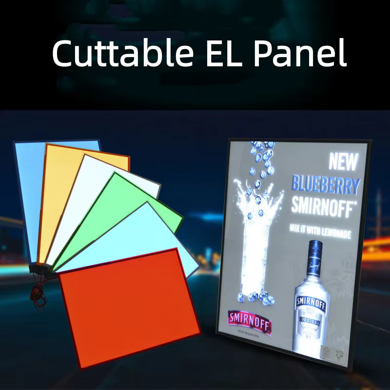 Zuschneidbares DIY Ultra-dünnes EL-Panel-Licht A5-Format in Gelb und Multicolour mit LED-Hintergrundbeleuchtung für DC12V, 5V USB oder 3V Batterie, B/H: 21 x 14,8 cm - Bild 1