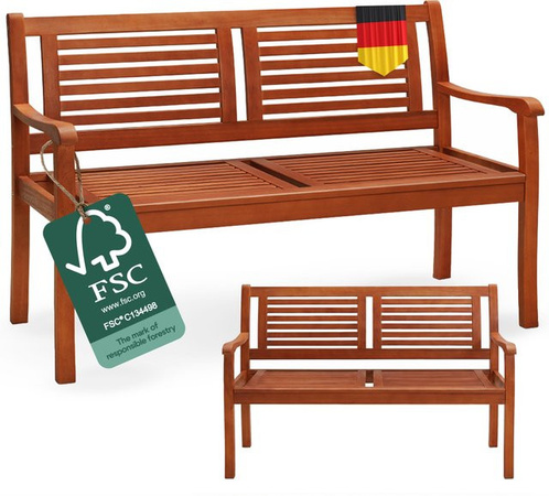 CASARIA Gartenbank aus FSC-zertifiziertem Eukalyptusholz in Braun, B/T/H: 120 x 56 x 88 cm