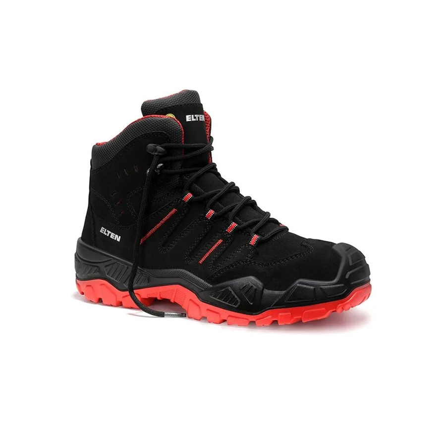Elten Sicherheitsschnürstiefel Quentin Black Red Mid ESD S3 aus Veloursleder in Größe 44 - Bild 2