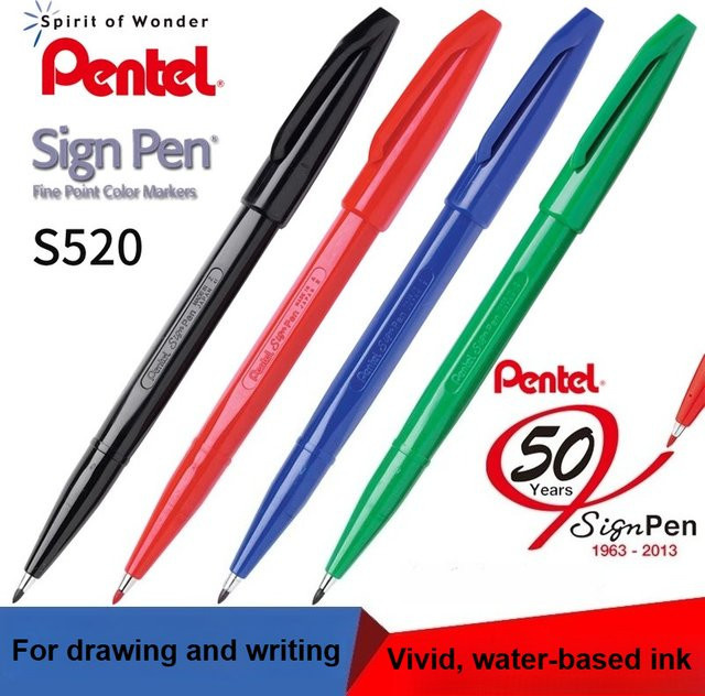 Pentel S520 Fineliner mit feiner Spitze in Schwarz, 0,7 mm Strichstärke zum Zeichnen und Schreiben - Bild 1