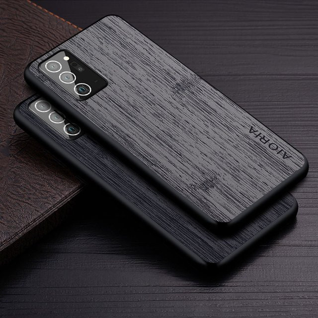 Lederhülle mit Bambusholzmuster für Samsung Galaxy Note 20 Ultra, Note 10, Note 9 oder Note 20 Lite in Schwarz - Bild 1
